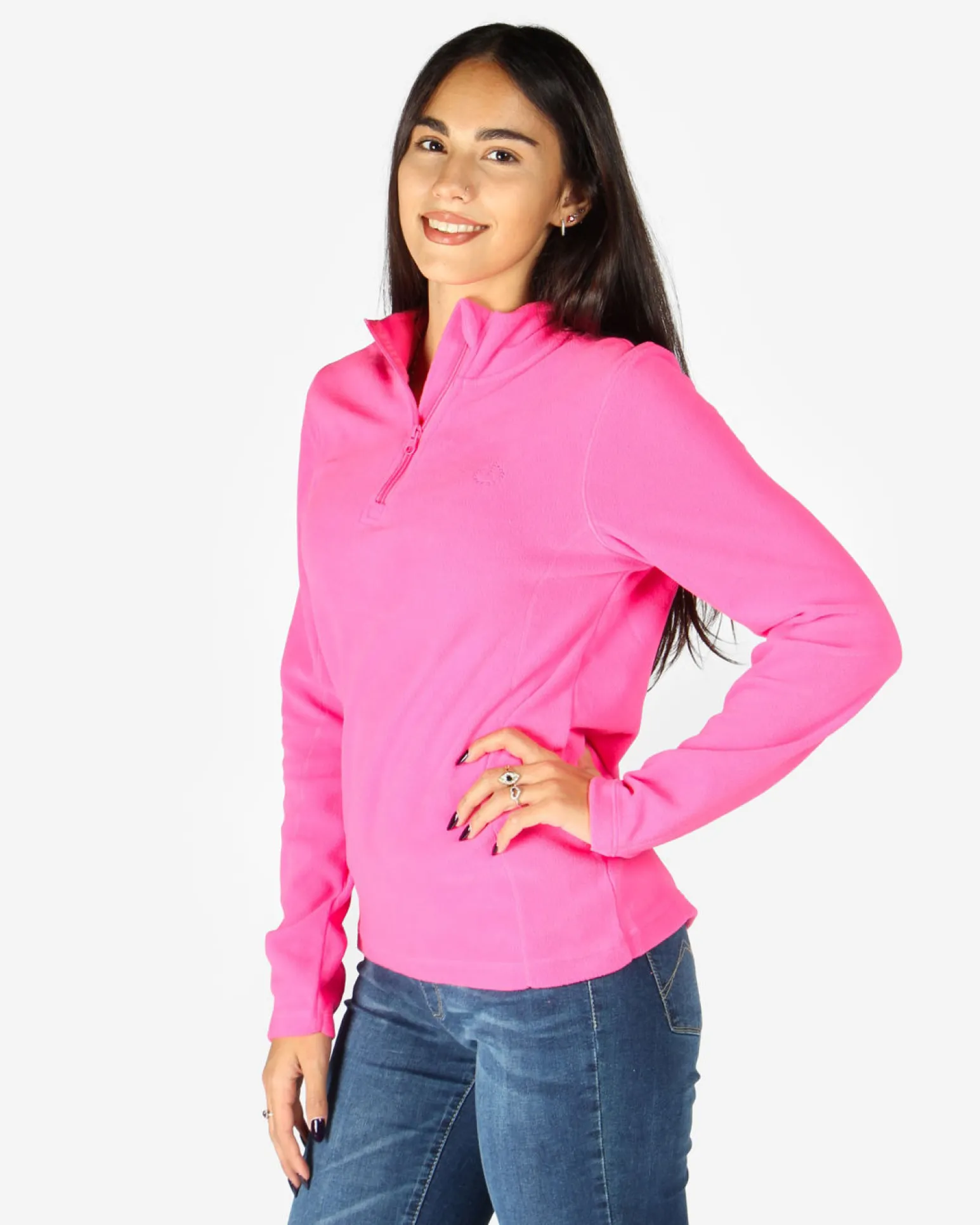 ON SPIRIT - MICROPILE DONNA MEZZA ZIP FUXIA - VALENTINA
