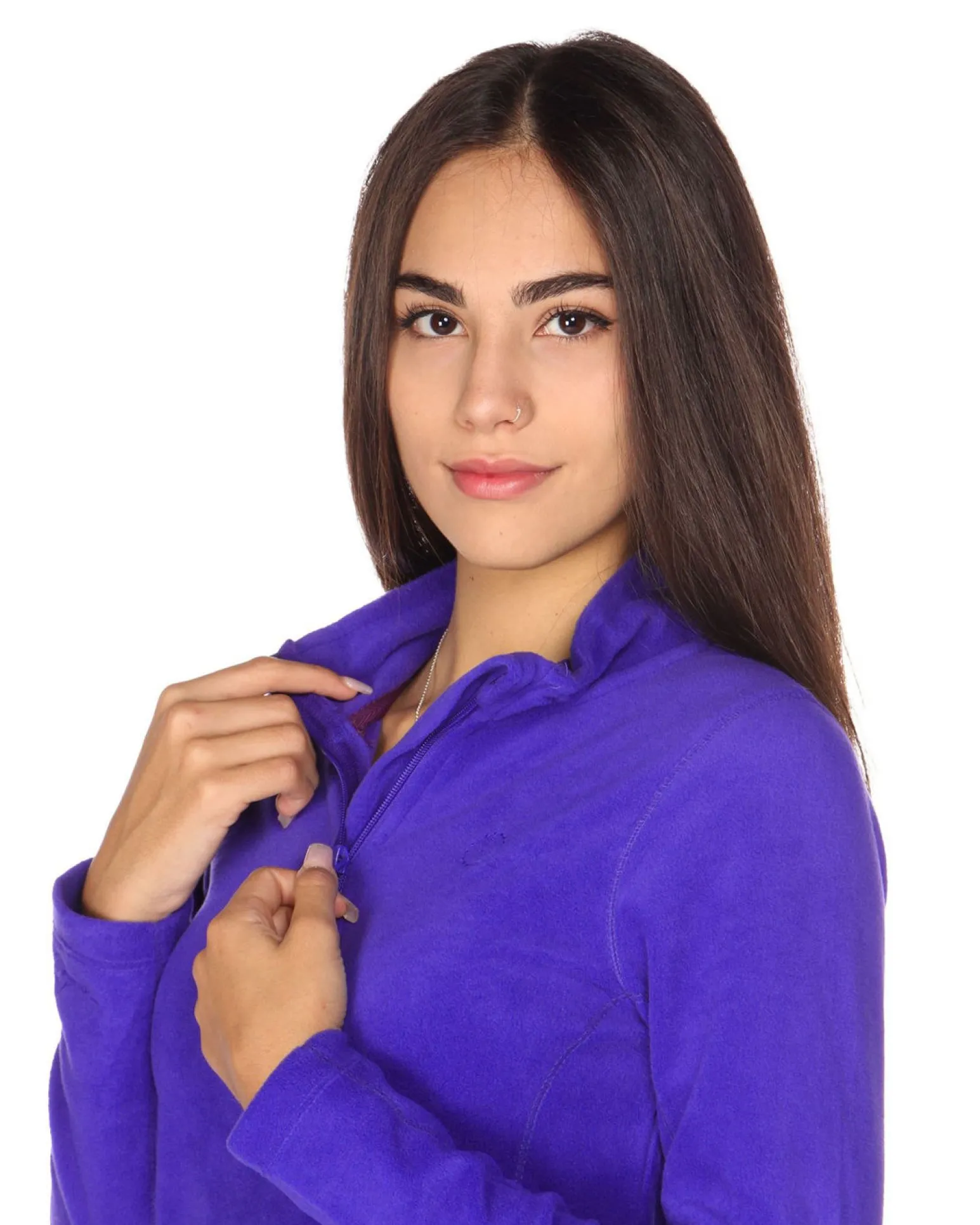ON SPIRIT - MICROPILE DONNA MEZZA ZIP VIOLA - VALENTINA
