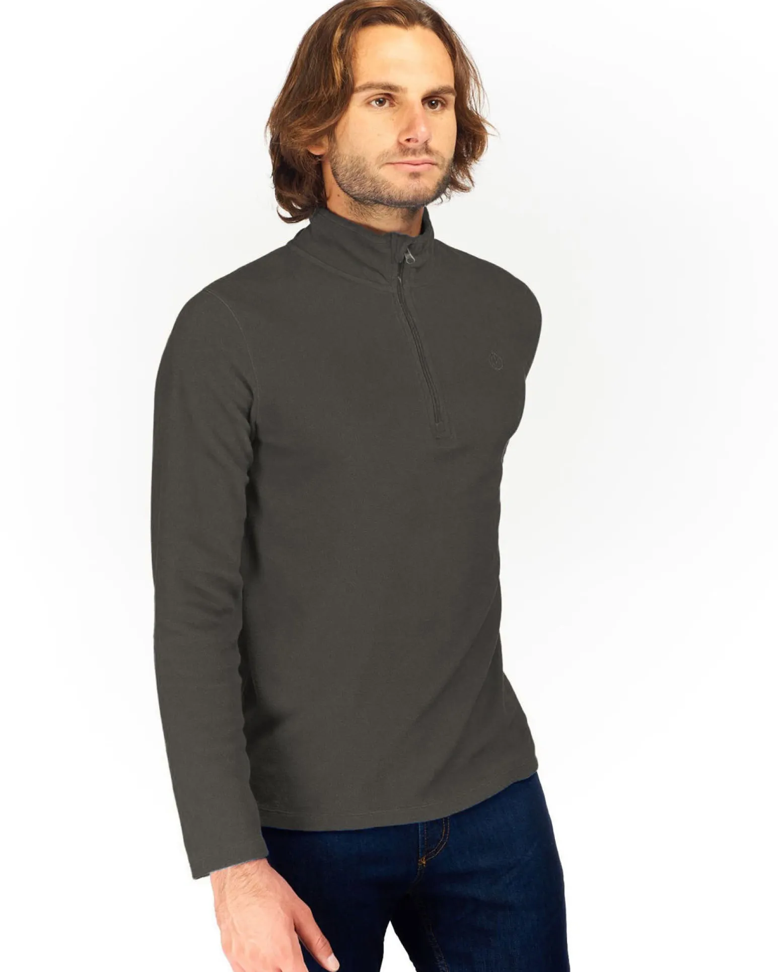 ON SPIRIT - MICROPILE UOMO MEZZA ZIP GRIGIO SCURO - VITTORIO