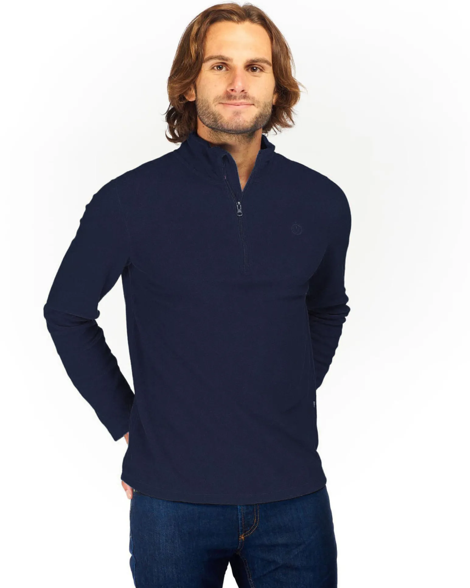ON SPIRIT - MICROPILE UOMO MEZZA ZIP BLU SCURO - VITTORIO