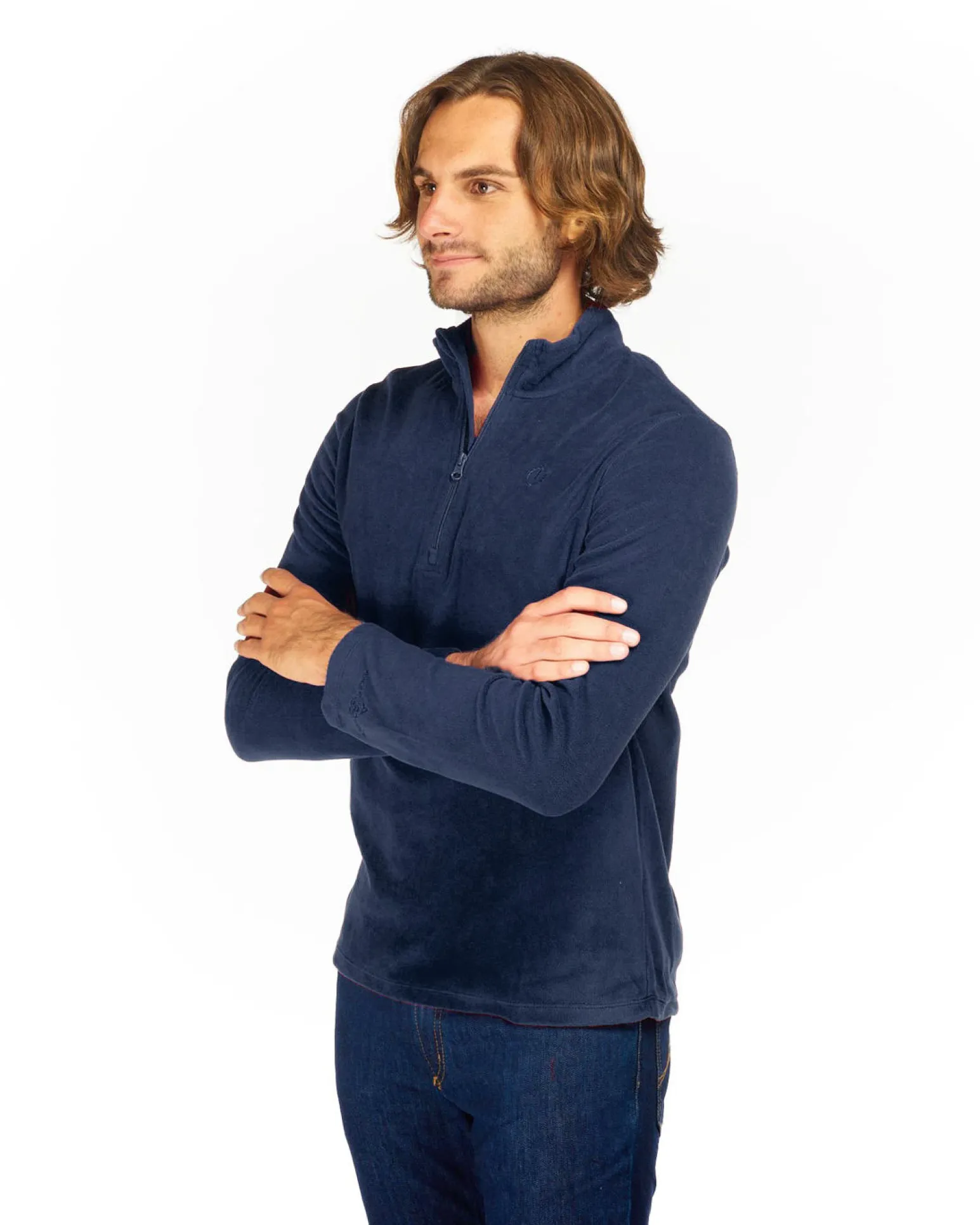 ON SPIRIT - MICROPILE UOMO MEZZA ZIP BLU - VITTORIO