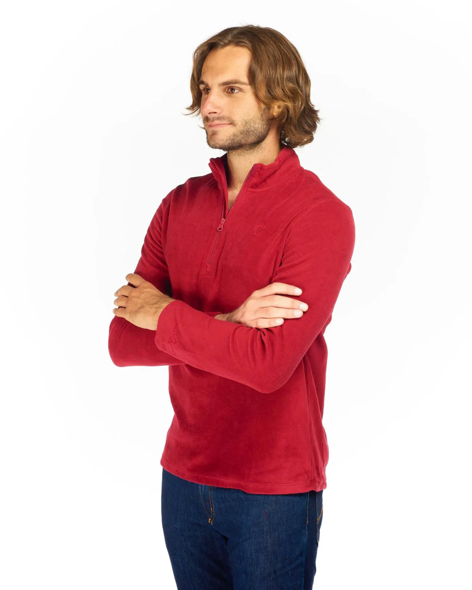 ON SPIRIT - MICROPILE UOMO MEZZA ZIP ROSSO - VITTORIO