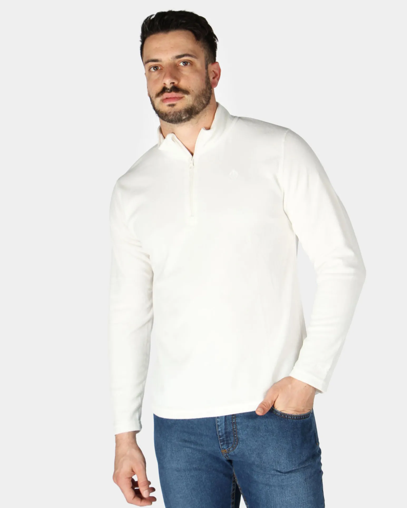 ON SPIRIT - MICROPILE UOMO MEZZA ZIP BIANCO - VITTORIO