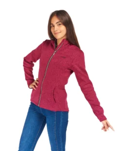 ON SPIRIT - Pile da donna fuchsia melange con cappuccio e zip frontale - LORETTA