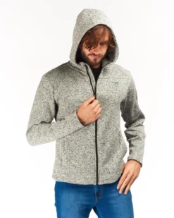 ON SPIRIT - Pile da uomo grigio melange con zip frontale e cappuccio - LUIGI