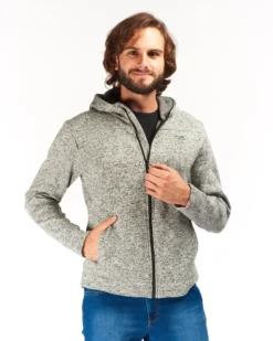 ON SPIRIT - Pile da uomo grigio melange con zip frontale e cappuccio - LUIGI