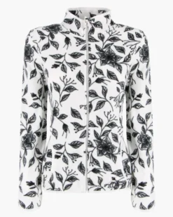 ON SPIRIT - PILE  DONNA FULL ZIPBIANCO E FIORI NERI -  NICLA
