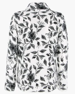 ON SPIRIT - PILE  DONNA FULL ZIPBIANCO E FIORI NERI -  NICLA