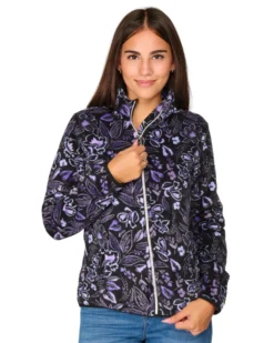 ON SPIRIT - PILE  DONNA FULL ZIP LILLA E NERO FANTASIA FIORI  OLIVIA