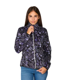 ON SPIRIT - PILE  DONNA FULL ZIP LILLA E NERO FANTASIA FIORI  OLIVIA
