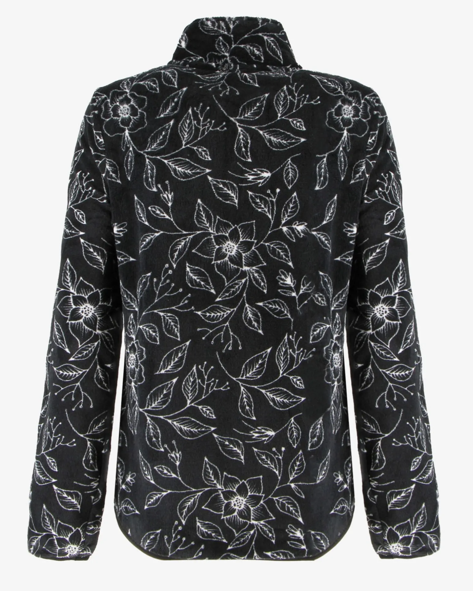 ON SPIRIT - PILE DONNA FULL ZIP NERO E FIORI BIANCHI- ANIA