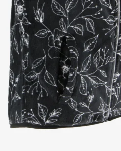 ON SPIRIT - PILE DONNA FULL ZIP NERO E FIORI BIANCHI- ANIA