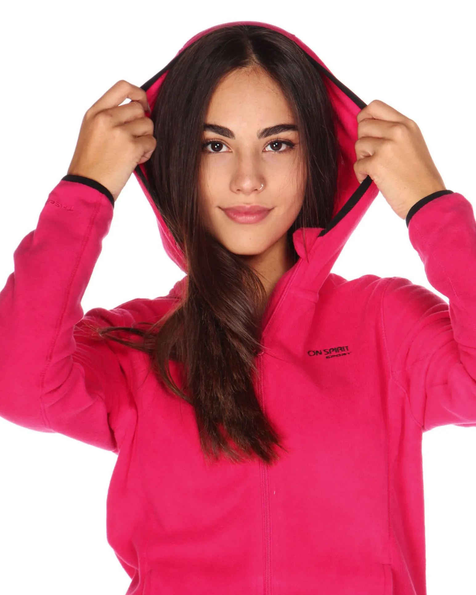 ON SPIRIT - PILE FUXIA DA DONNA CON CAPPUCCIO E ZIP