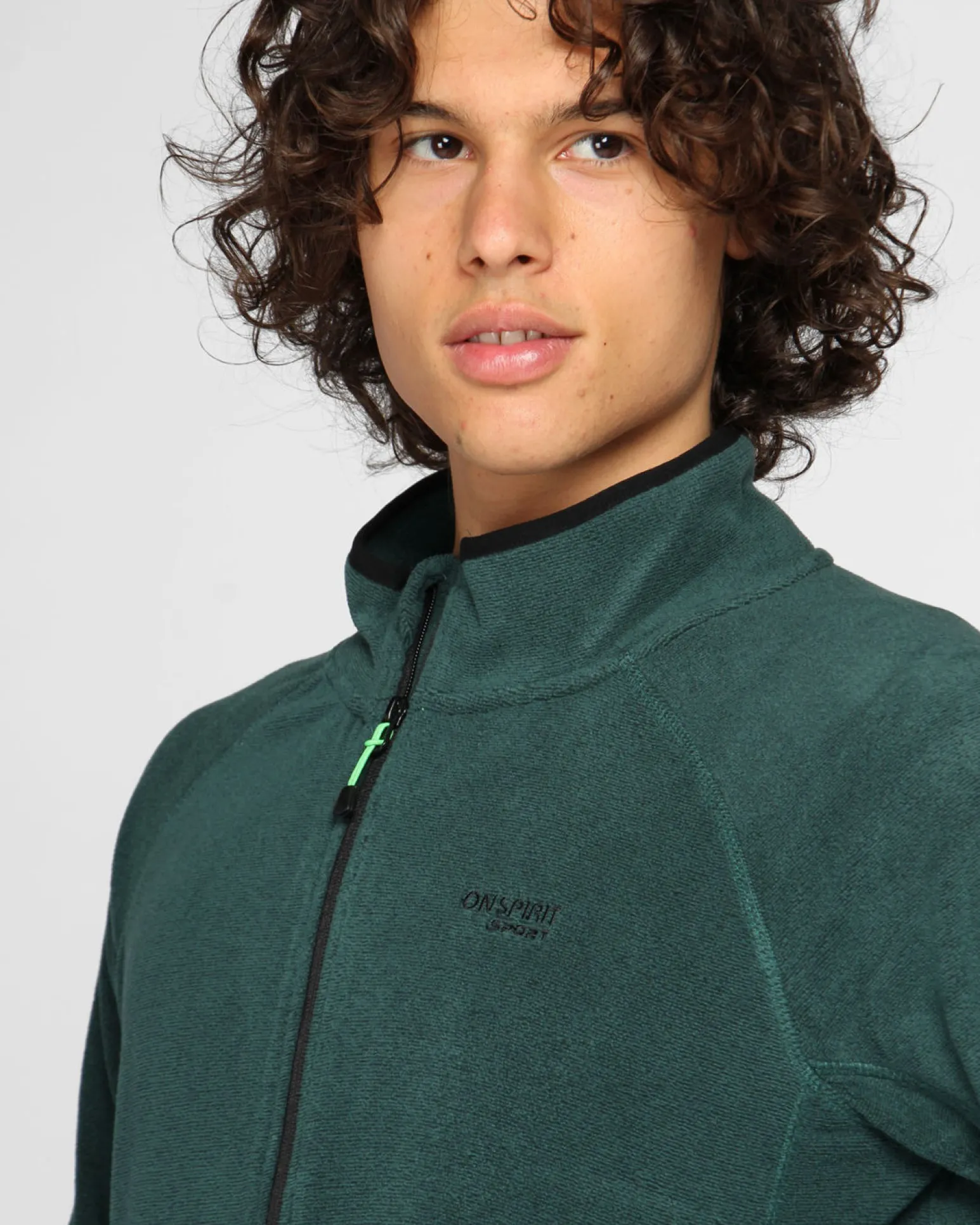 ON SPIRIT - PILE RIGATO UOMO FULL ZIP VERDE - FABIO