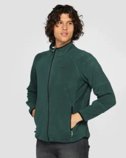 ON SPIRIT - PILE RIGATO UOMO FULL ZIP VERDE - FABIO