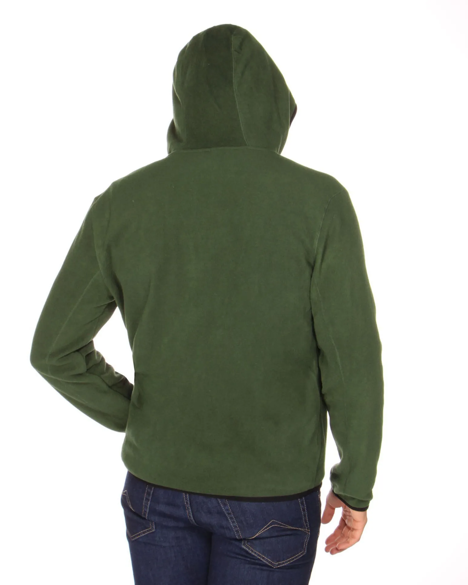 ON SPIRIT - PILE UOMO CON CAPPUCCIO FULL ZIP VERDE SCURO - ANDREA