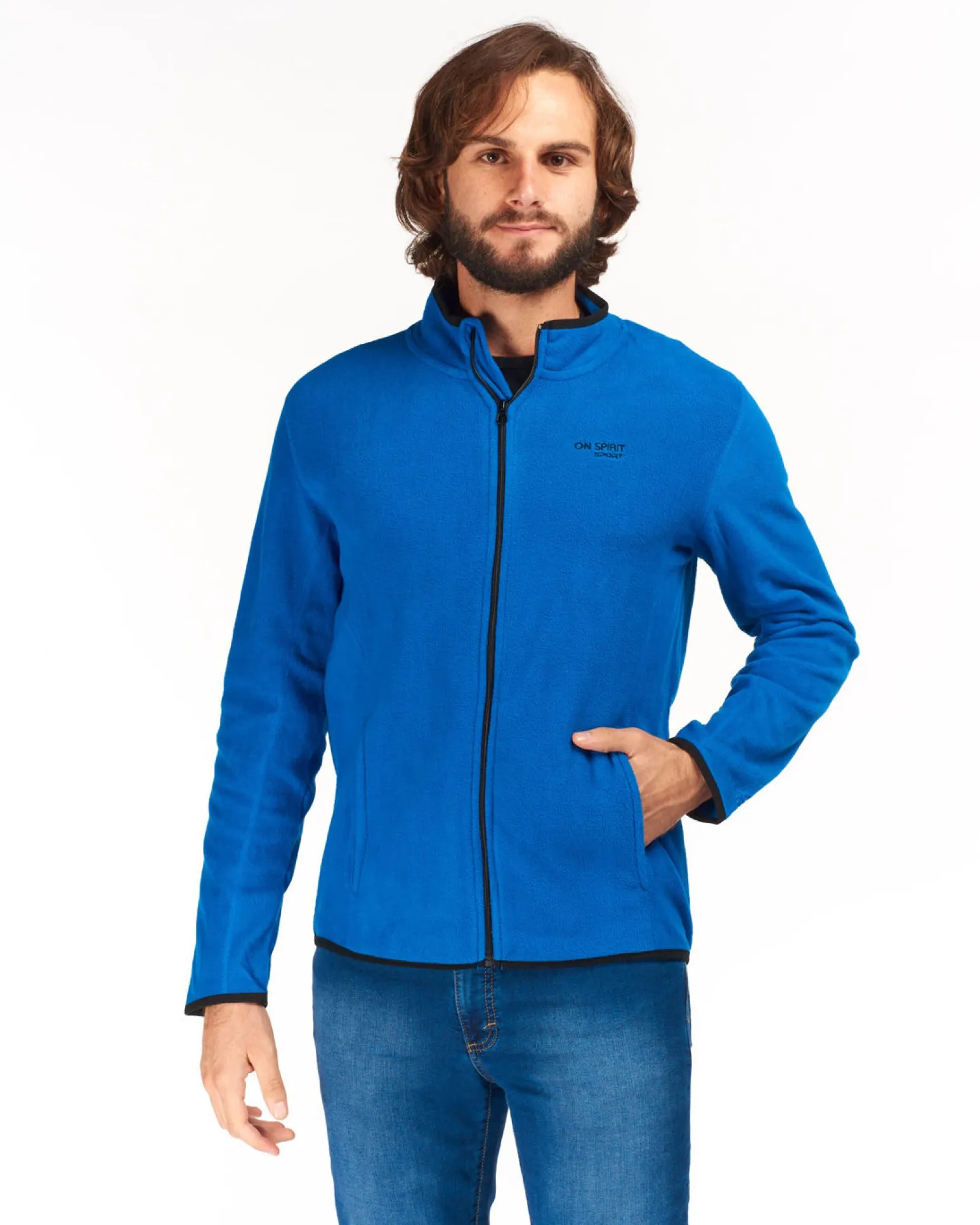 ON SPIRIT - PILE UOMO FULL ZIP BLU ROYAL - EMILIO