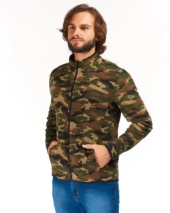 ON SPIRIT - PILE UOMO  FULL ZIP  FANTASIA  MILITARE BEIGE, MARRONE, VERDE E NERO - ARTURO