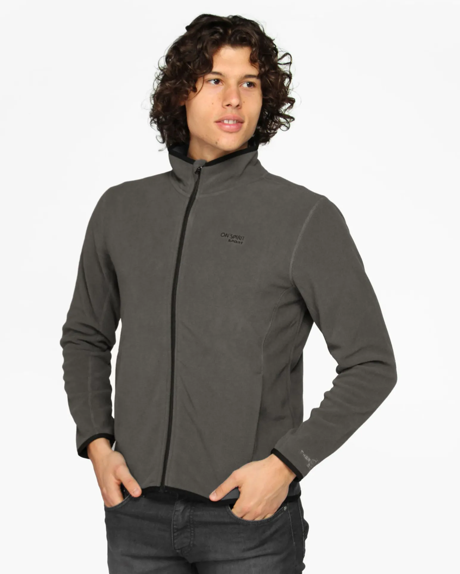 ON SPIRIT - PILE UOMO FULL ZIP GRIGIO SCURO -EMILIO