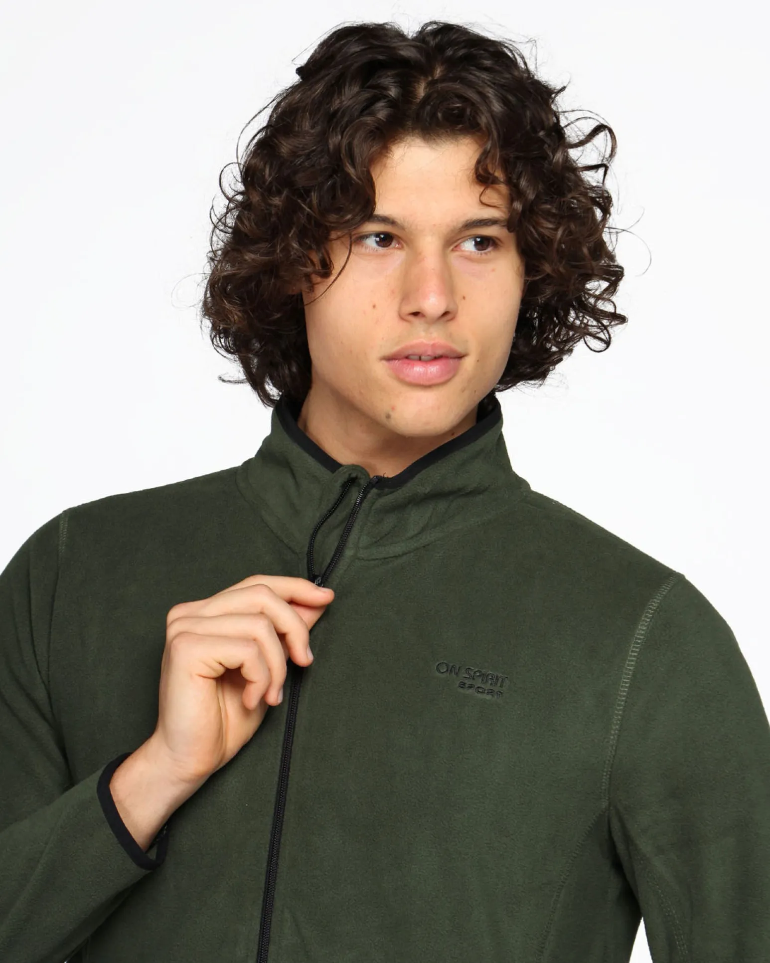 ON SPIRIT - PILE UOMO FULL ZIP VERDE MILITARE- EMILIO