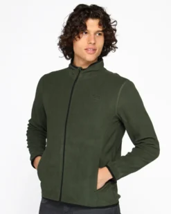 ON SPIRIT - PILE UOMO FULL ZIP VERDE MILITARE- EMILIO