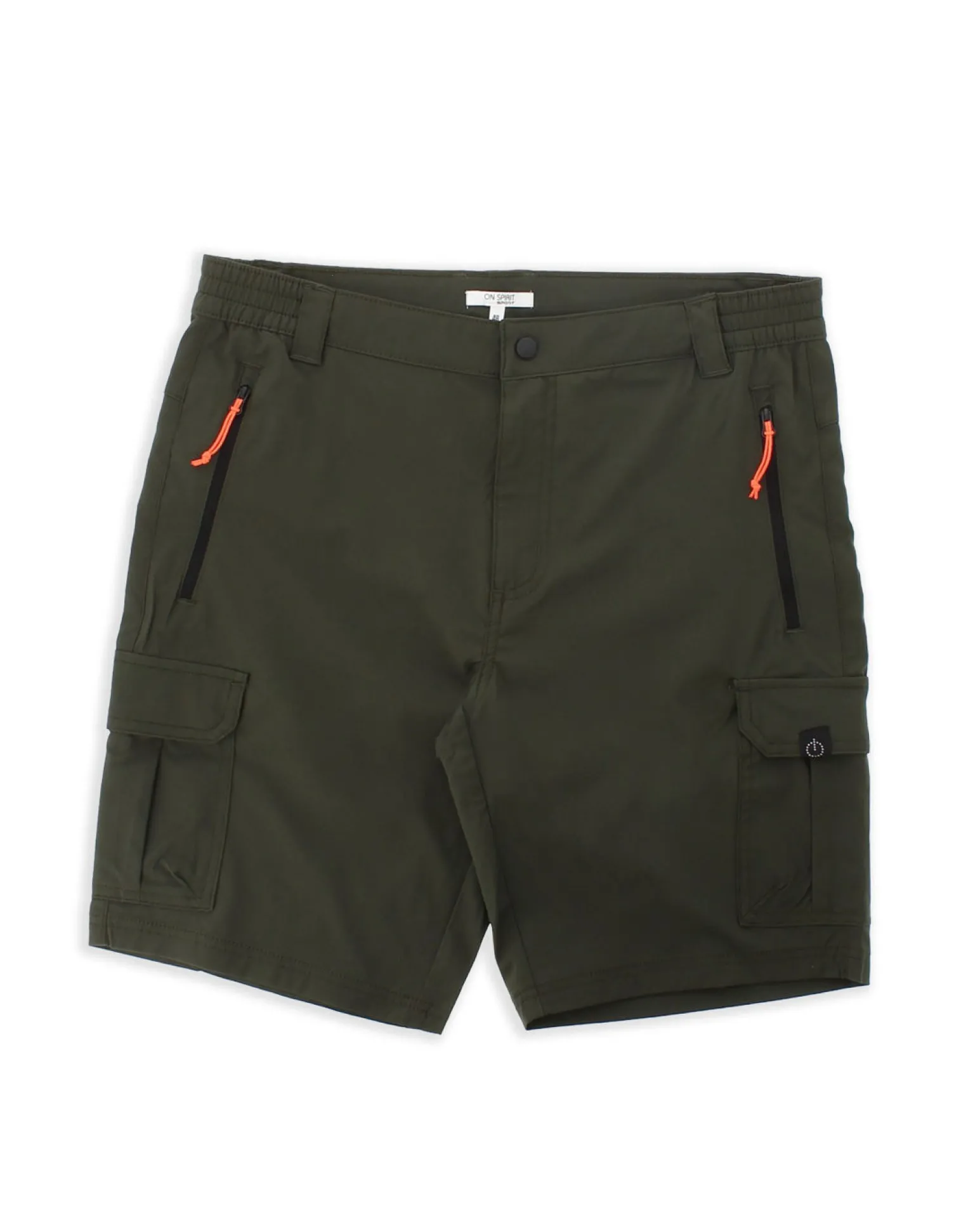 ON SPIRIT - SHORT CARGO CON TASCONI VERDE SCURO CON DETTAGLI ARANCIONE FLUO E NERI, SANCHO