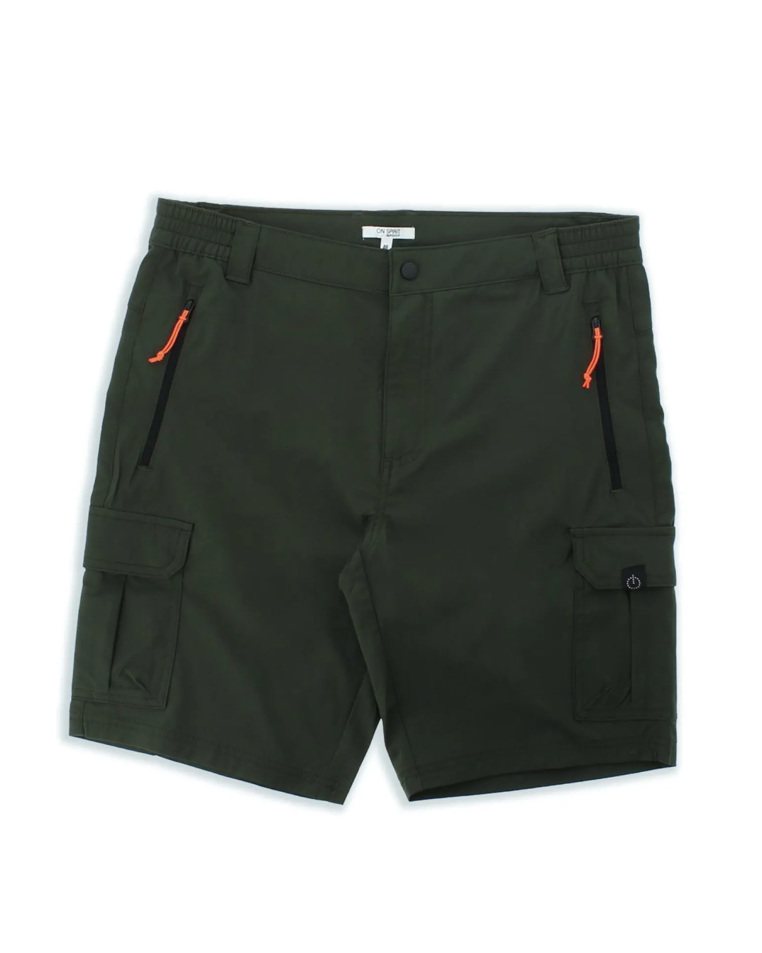 ON SPIRIT - SHORT CARGO CON TASCONI VERDE SCURO CON DETTAGLI ARANCIONE FLUO E NERI, SANCHO