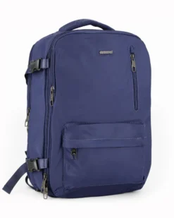 OR&MI - Zaino ufficio blu in nylon con fibbie laterali regolabili