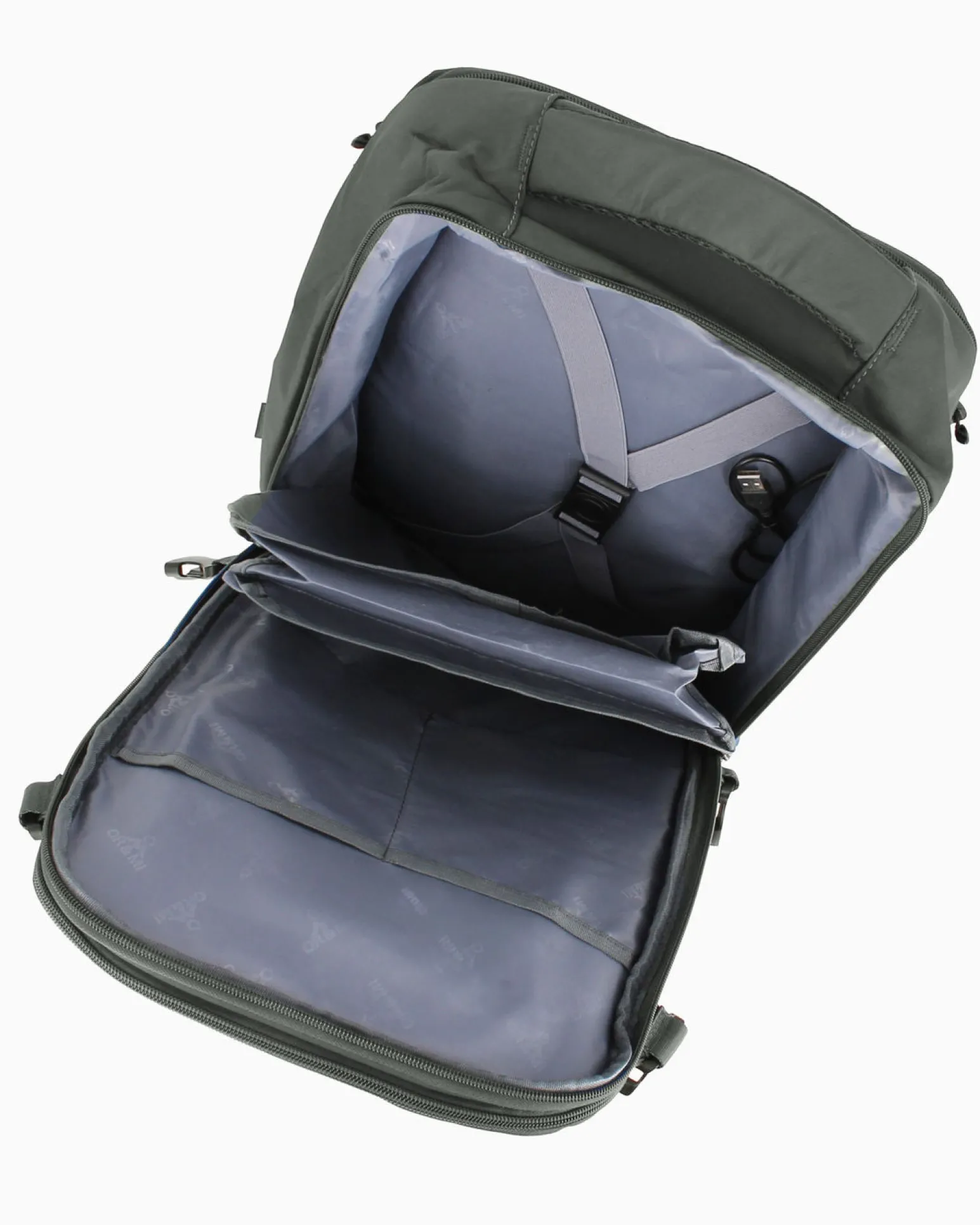 OR&MI - Zaino ufficio grigio in nylon con fibbie laterali regolabili
