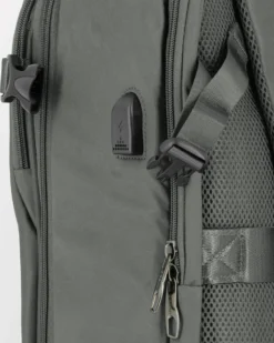 OR&MI - Zaino ufficio grigio in nylon con fibbie laterali regolabili