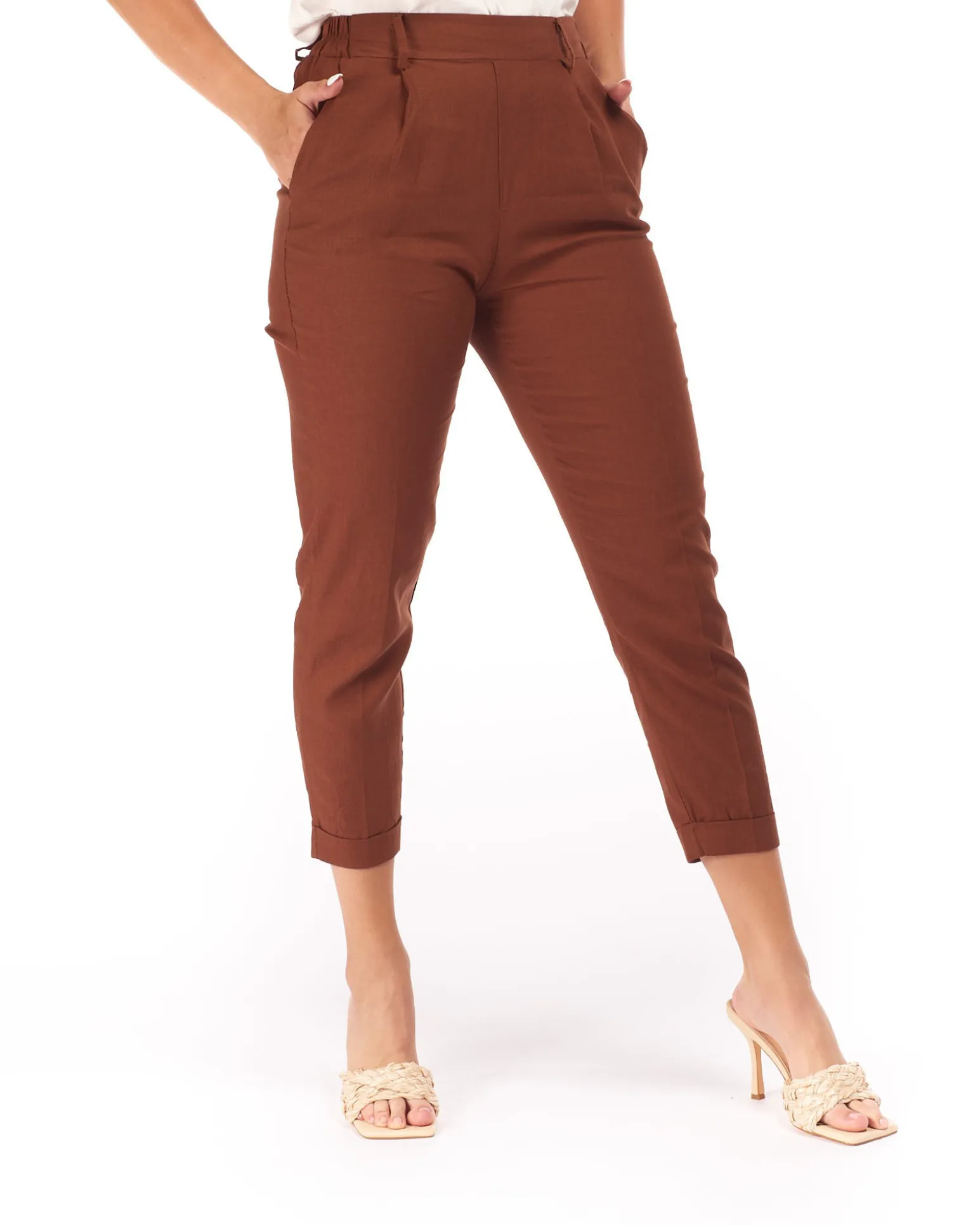 PANTALONE TASCA AMERICA LINO-VISCOSA