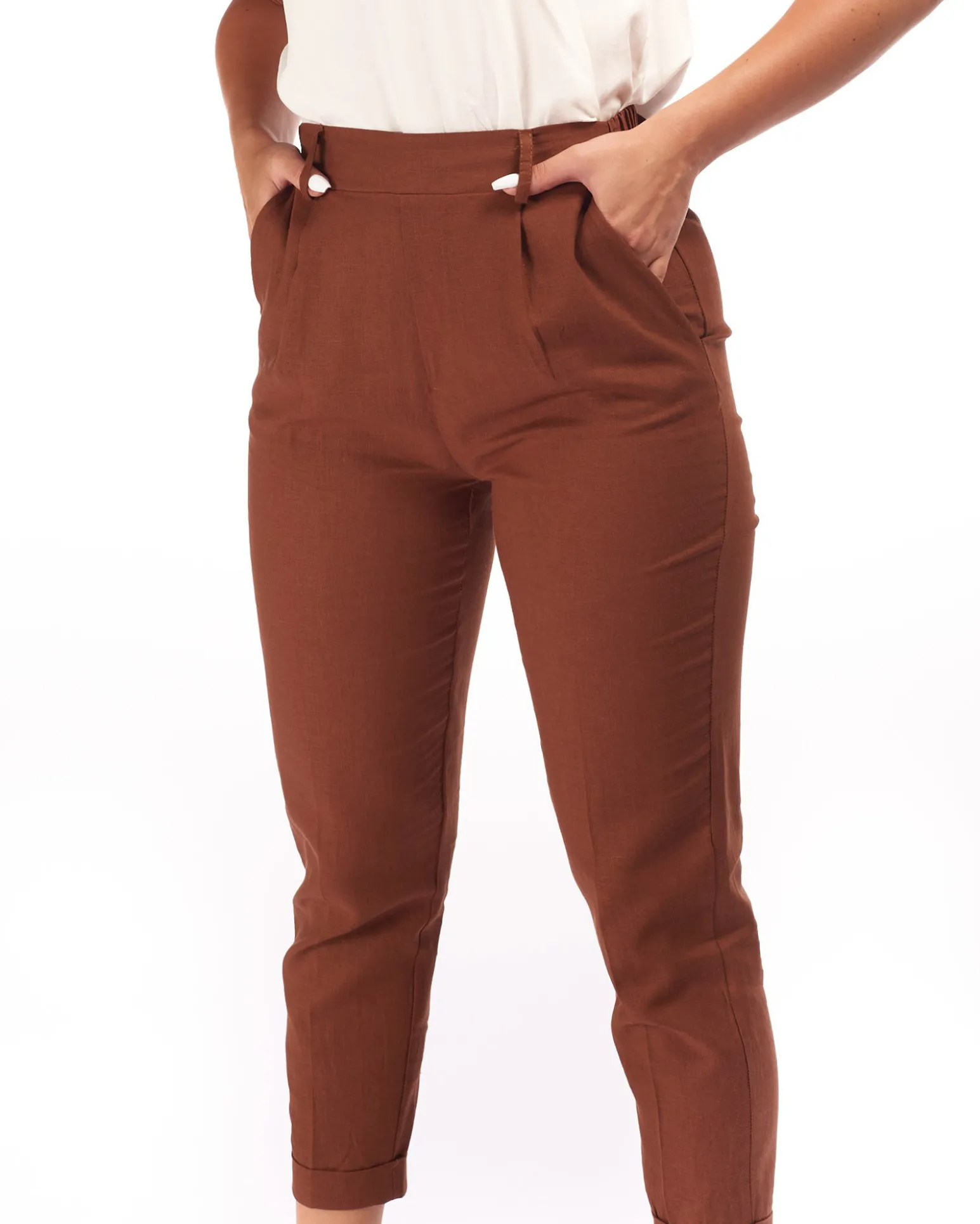 PANTALONE TASCA AMERICA LINO-VISCOSA