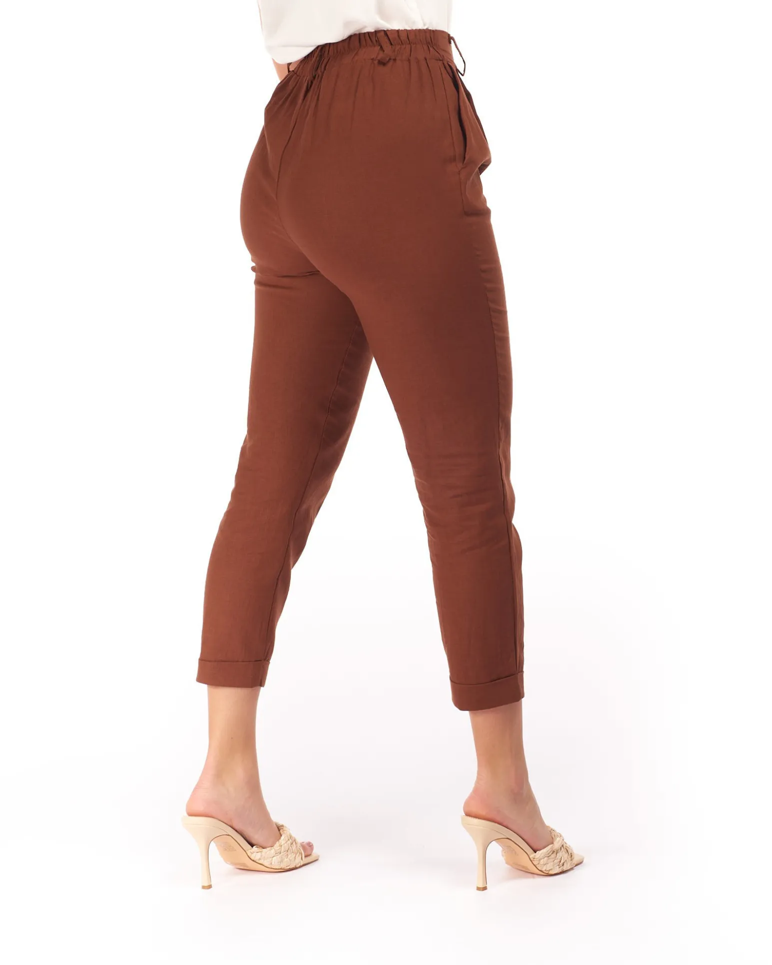 PANTALONE TASCA AMERICA LINO-VISCOSA