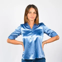PAQUITA - CAMICIA MANICA 3/4 SCOLLO V