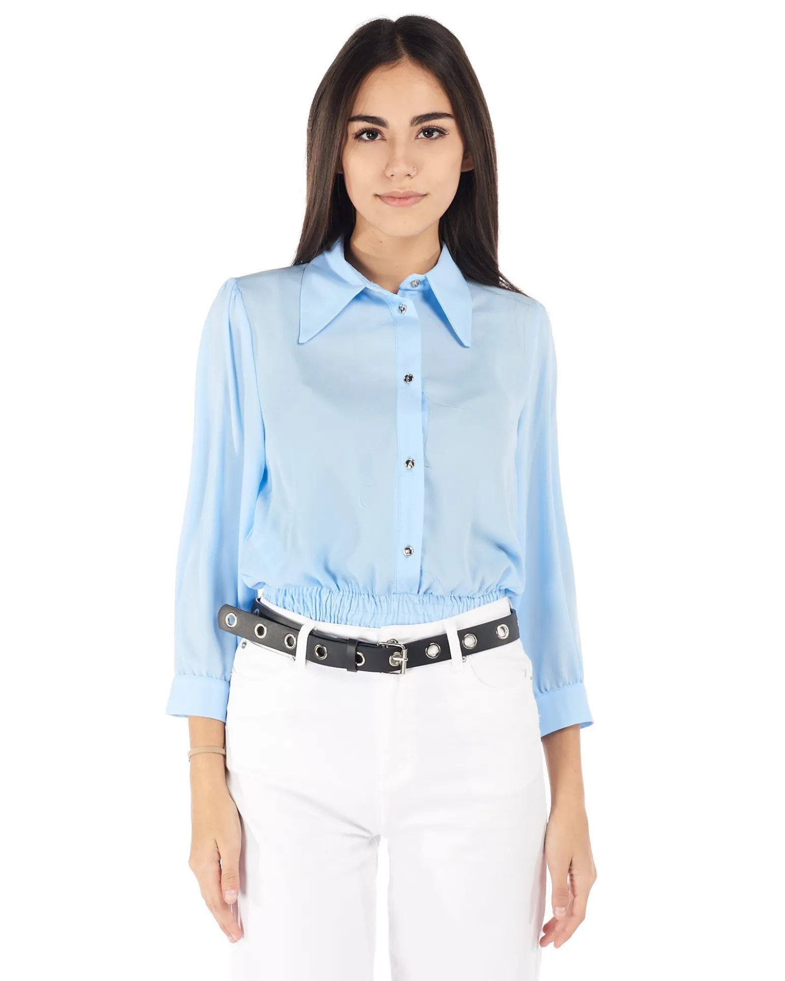 PAQUITA - CAMICIA MANICA 3/4 UNITO BOTTONI ORO