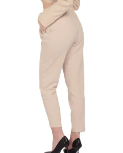 PAQUITA - PANTALONE BEIGE DA DONNA CON VITA ELASTICIZZATA