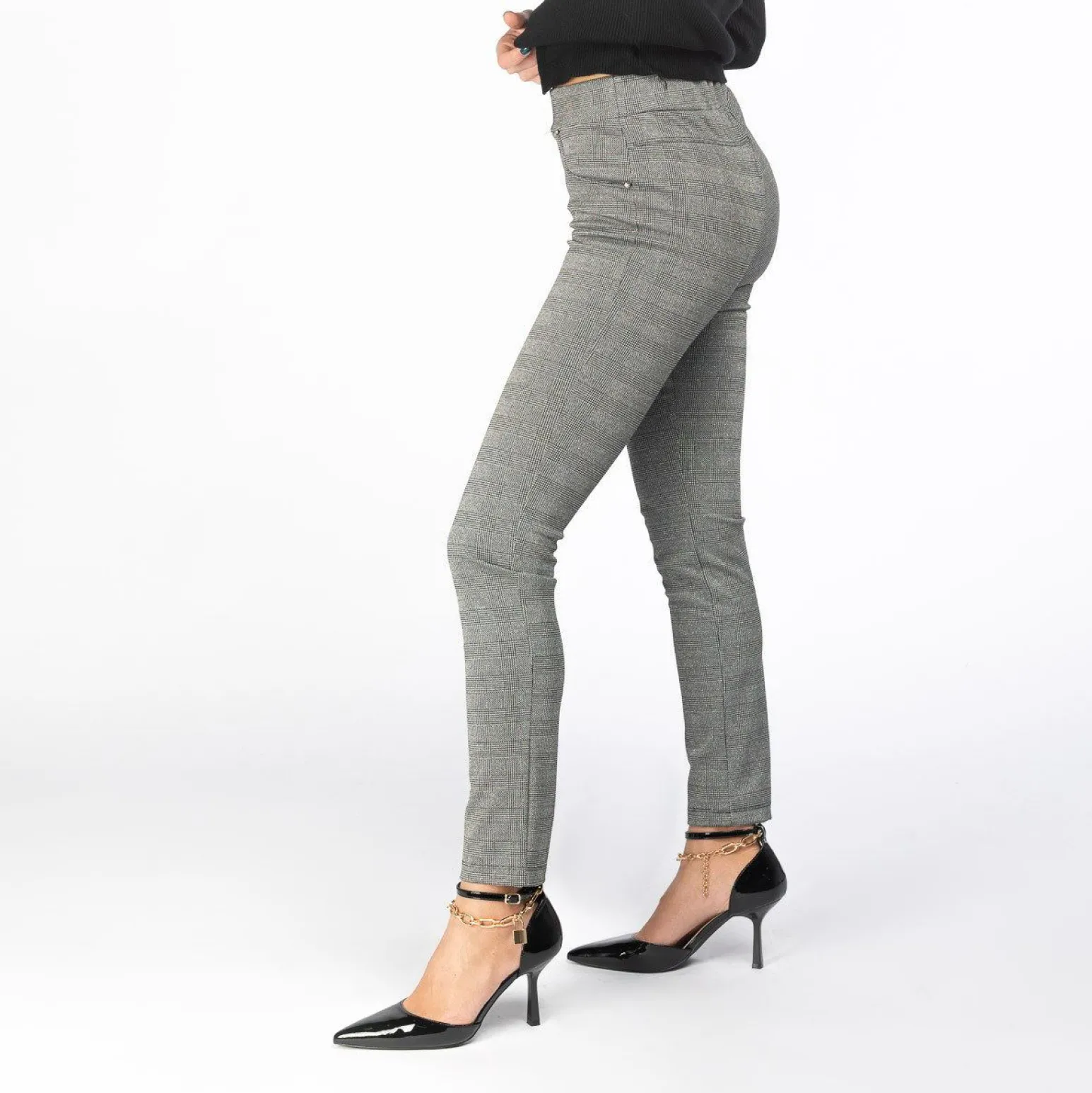 PAQUITA - PANTALONE FINTE 5 TASCHE PIED DE POULE