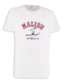PEANUTS - Tshirt bianca da uomo con stampa "Malibu Snoopy" - JL052530