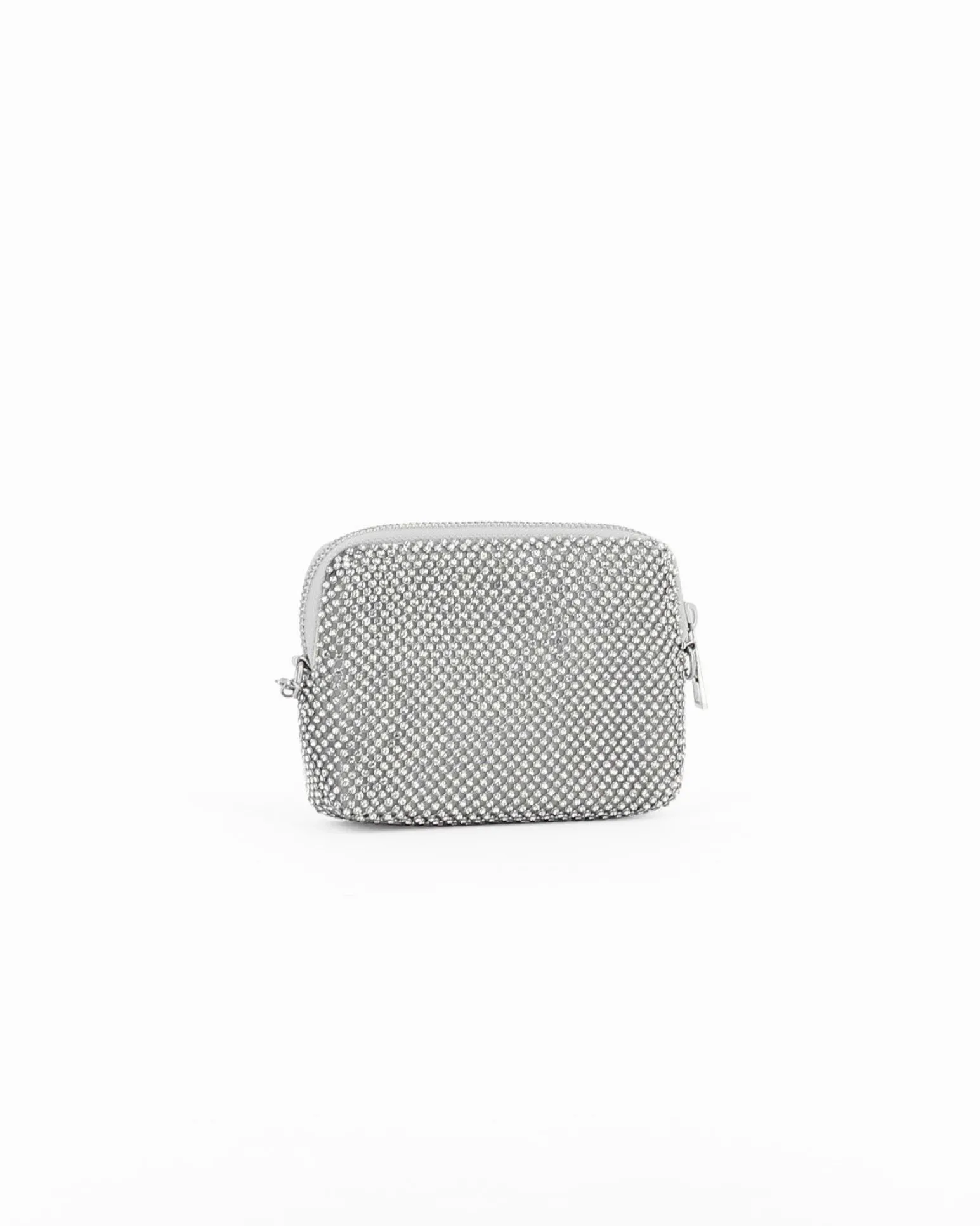 POCHETTE TUTTA STRASS CON ZIP E CIONDOLO