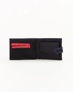 Portafoglio uomo blu  in VERA PELLE, con portaspicci, doppio scomparto banconote e chiusura con bottone  -You Young Coveri