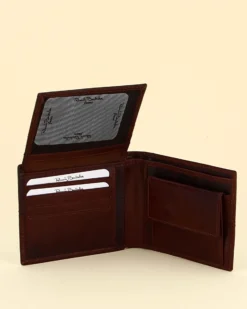 Portafoglio uomo marrone con ribaltina, portaspicci e portacarte in VERA PELLE- Renato Balestra