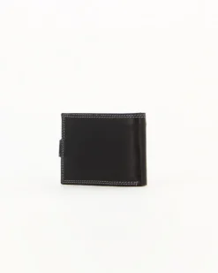 Portafoglio uomo nero  in VERA PELLE, con portaspicci, doppio scomparto banconote e chiusura con bottone  -You Young Coveri