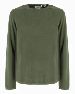 PRODUKT - PULLOVER VERDE PARICOLLO DA UOMO TRAMA NIDO D'APE