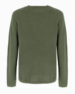 PRODUKT - PULLOVER VERDE PARICOLLO DA UOMO  TRAMA NIDO D'APE
