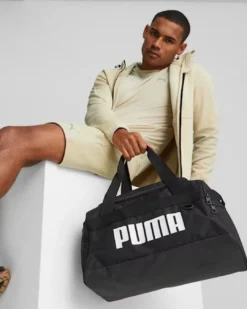 PUMA - Borsone nero e bianco con tracolla regolabile e doppio scomparto interno