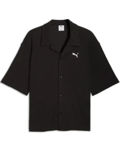 PUMA – CAMICIA NERA  WARDROBE ESS WAFFLE BOXY  DA UOMO, 634363-01