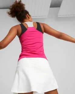 PUMA - Canotta da padel donna rosa in tessuto traspirante con logo nero