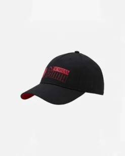 PUMA - Cappello nero e rosso con logo bianco Milan