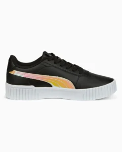 PUMA CARINA 2.0 HOLO JR - Sneakers nera e bianca con logo arcobaleno, numerata 36/39