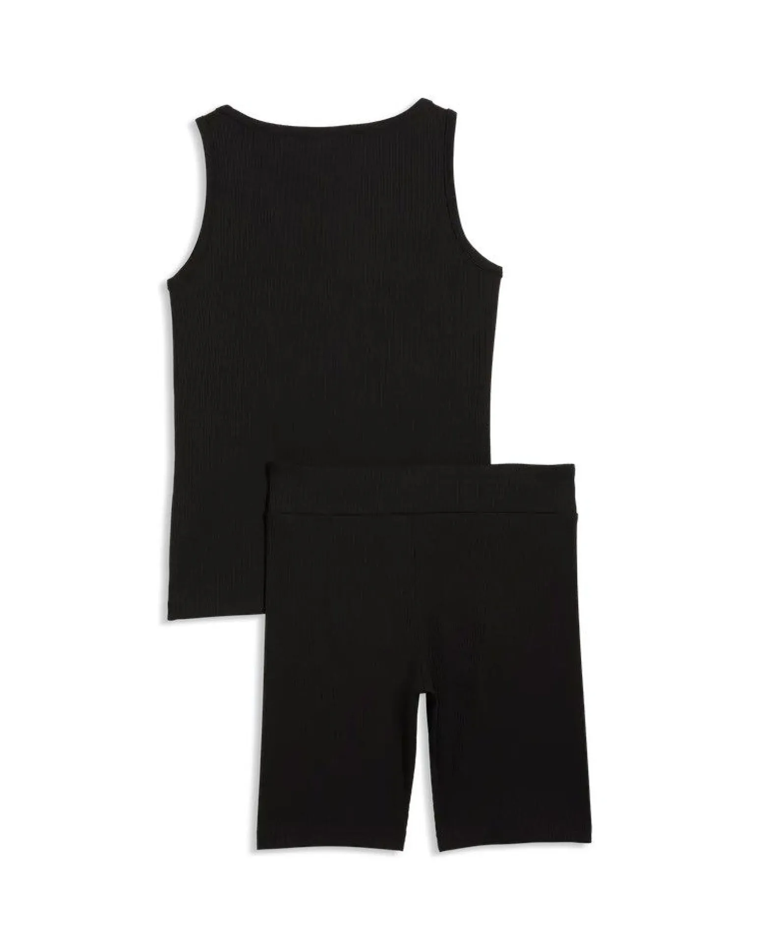 PUMA - COMPLETO SHORT + CANOTTA NERO JUNIOR ( 7-16 ANNI)ESSENTIAL ELEVATED RIB, 692477-01